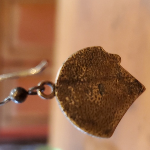 Enamel over Sterling Silver Earrings Egyptian Cats Lions - Picture 4 of 4